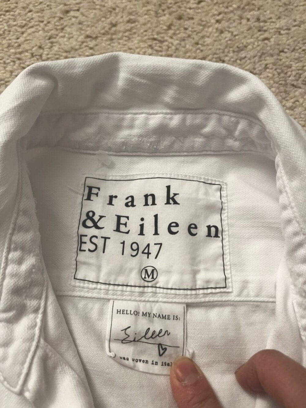 Frank & Eileen "Eileen" Solid White Casual Button Down Shirt Cotton MEDIUM - Picture 5 of 7